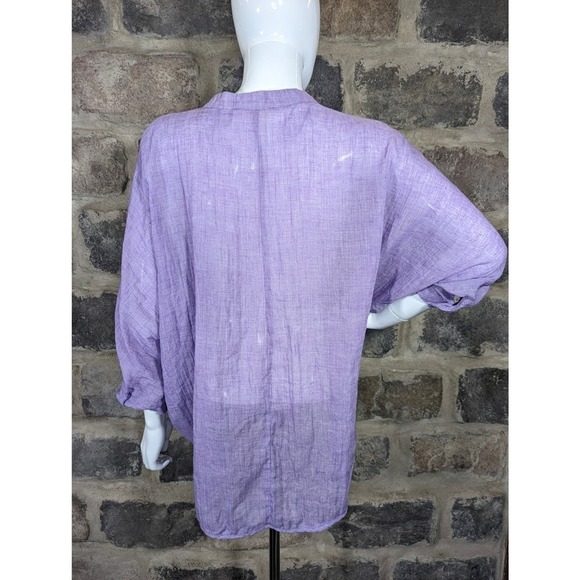 Onetheland Light Purple Blouse‎ Pull Over Twist Front Roll Sleeve Woman's Large - Picture 5 of 12